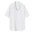 thumbnail image 4 of Baqcunre Shirts For Men Summer Men'S Short Sleeve Cardigan Shirt Beach Casual Shirt Men'S Polo Shirts Tops For Men White M, 4 of 5