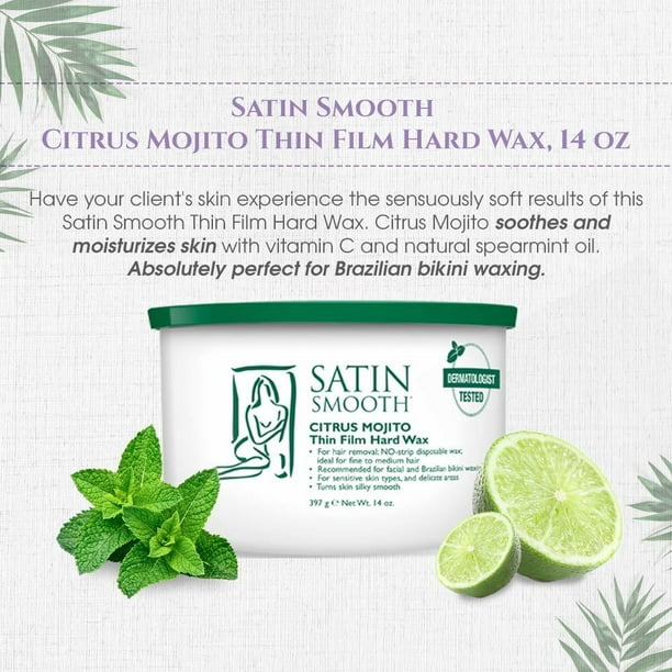 Satin Smooth Citrus Mojito Thin Film Hard Hair Removal Wax 14oz
