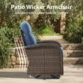 thumbnail image 5 of Giantfurnni 3-Piece Patio Wicker Swivel Rocking Chairs with Side Table Outdoor Rattan Conversation Furniture Patio Bistro Set with 6" Thick Cushions for Porch Garden Deck, Blue, 5 of 11