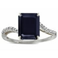 thumbnail image 2 of Star K � Octagon Emerald Cut Big Stone 10x8 Black Sapphire Bypass solitaire ring, 2 of 9