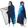 thumbnail image 2 of Cool Shark Wearable Blanket Hoodies for Women Men Adults Shark Lovers Warm Cozy Blue Wave Sharks Hooded Blankets for Sofa Bed Decor Birthday Gifts 60x80 Inch, 2 of 5
