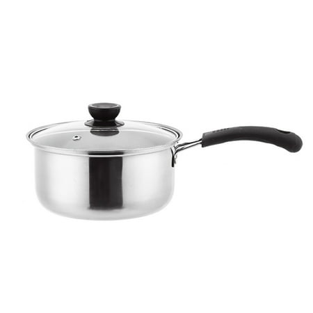 

Pengpengfang Stainless Steel Saucepan Milk Noodle Pan Pot with Glass Lid Kitchen Cooking Tool