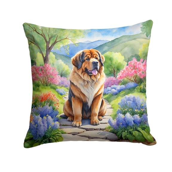 Tibetan Mastiff Spring Path Throw Pillow 14 in x 14 in
