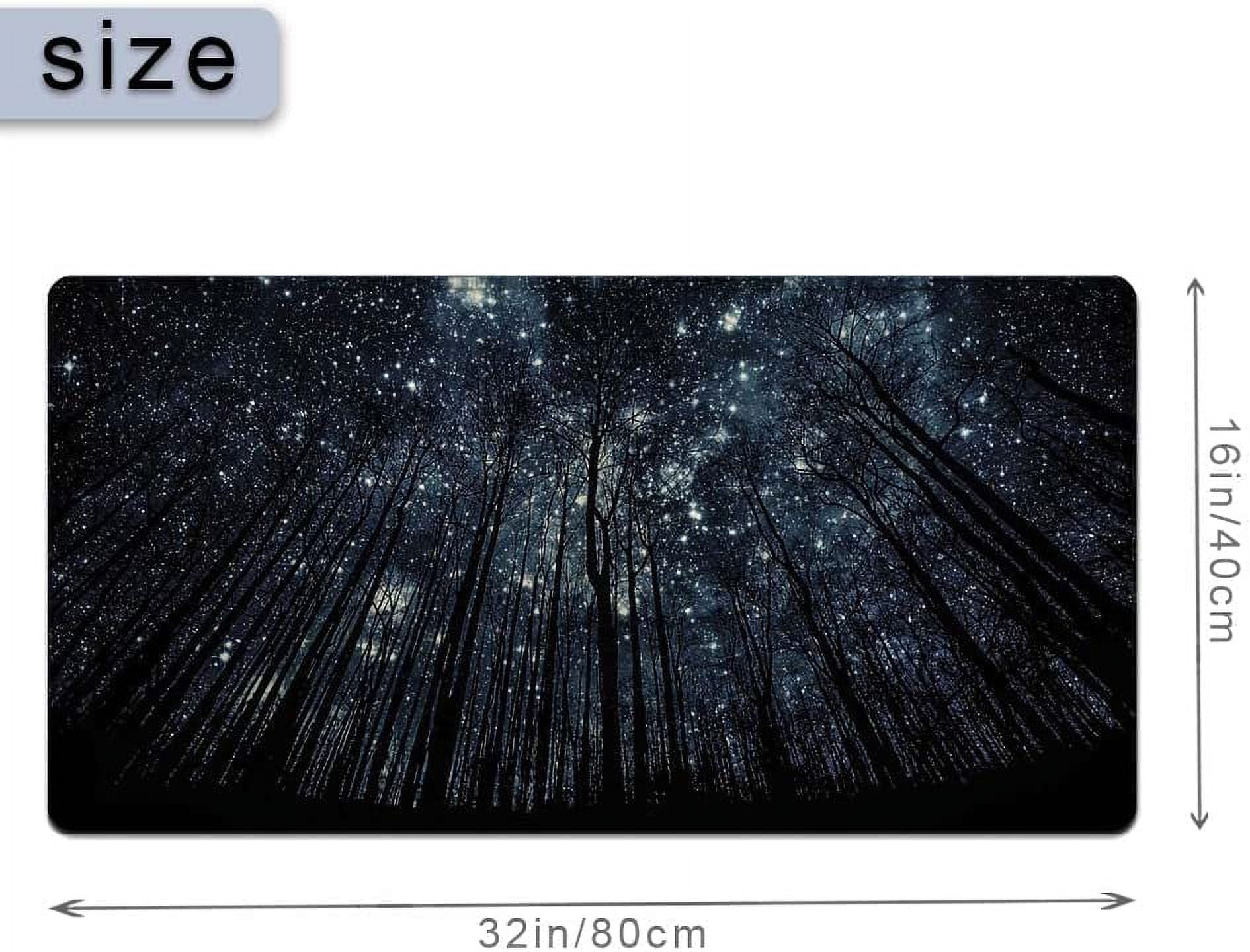 Large Mouse Pad 31.4 x 15.7inches 3mm XXL Extended Gaming Mouse Pad Mat with Non-Slip Base Stitched Mousepad for Computer,Office,Keyboard and Laptop-Starry Sky in The Forest，Waterproof Desk Mat