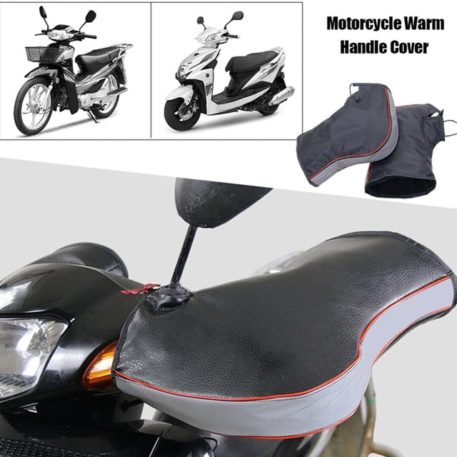 Guantes de invierno de tela Oxford para manillar de motocicleta, resistentes al viento y con bandas reflectantes, para scooters y bicicletas, con forro polar.