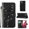 thumbnail image 1 of Allytech For Samsung Galaxy S21 Ultra Soft TPU Case,Stylish Diamond Embossed Butterfly PU Leather Shockproof Flip Wallet Holder Cover with Hand Strap.For Samsung Galaxy S21 Ultra,Black, 1 of 5