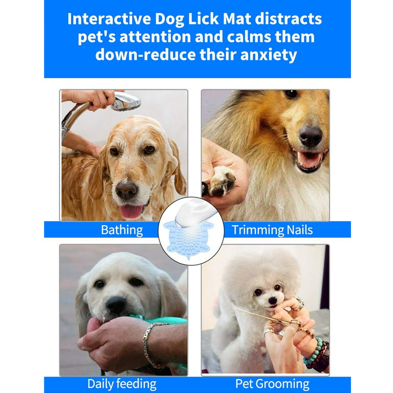 2 Pack Dog Lick Mats, Powiller Dog Feeding Mat, Lick Mat for Dogs, Peanut Butter Lick Mat with Suction for Bathing, Grooming, Vet Visiting, Feeding