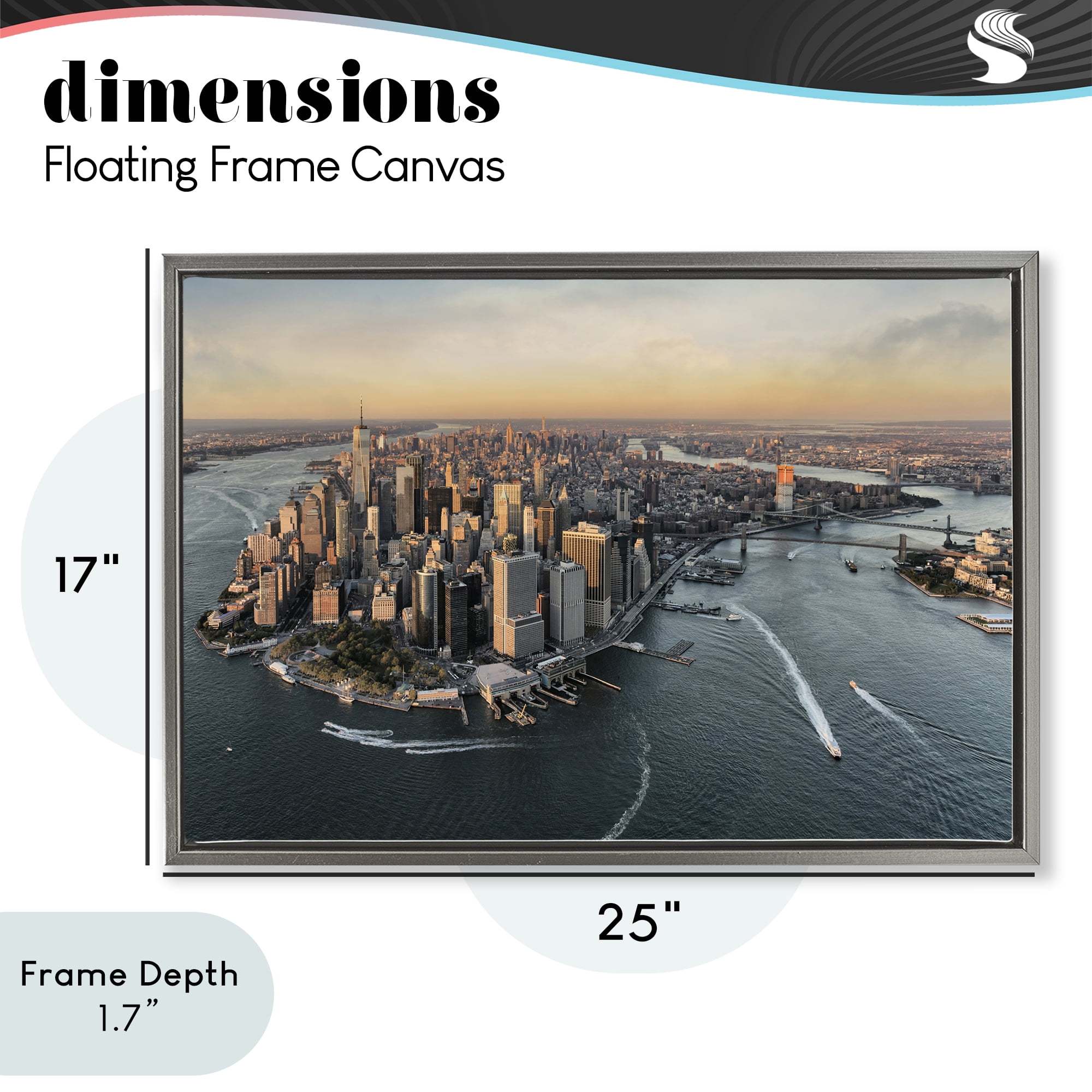 Stupell Industries Manhattan From Above Gray Framed Floater Canvas Wall Art, design by Scott Stulberg
