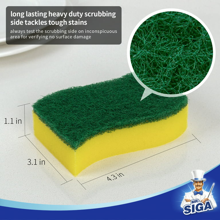 1pc Green Sponge Scrubber With Nordic Style Pp Handle Multi-use