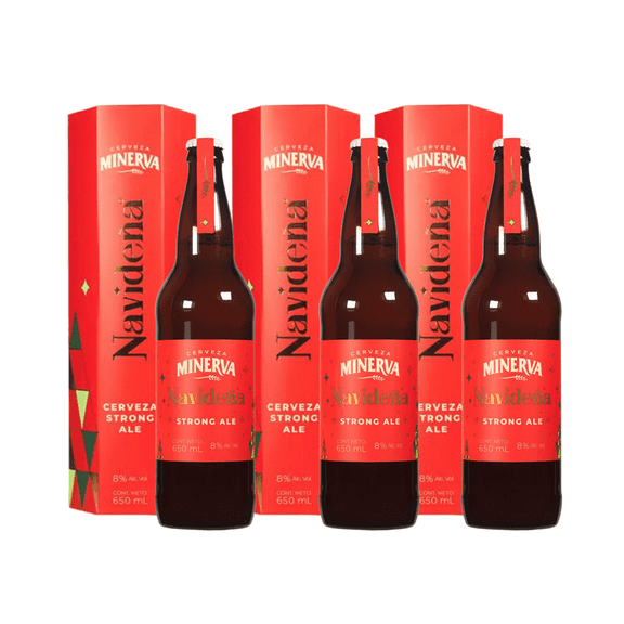 Tripack Cerveza Minerva Navideña Strong Ale 650ml
