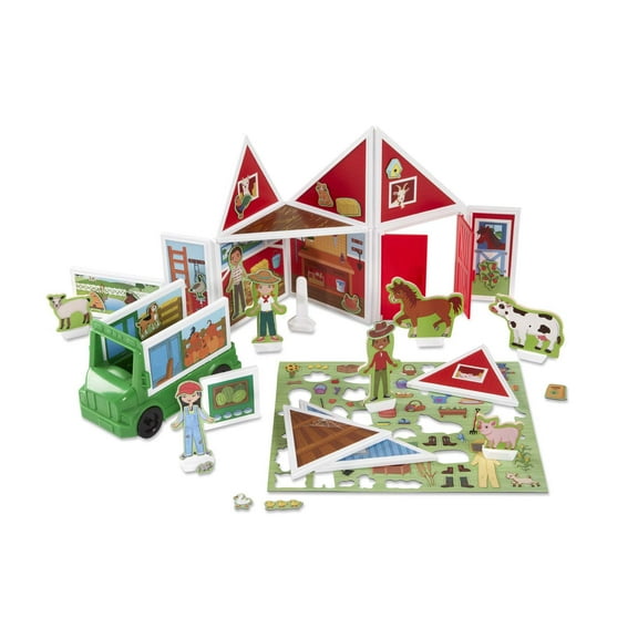 Melissa & Doug Magnetivity Magnetic Building Play Set – On The Farm with Tractor Vehicle (102 Pieces)