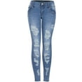 thumbnail image 3 of 2Luver, Women's, Five Pocket Stretchy Distressed Skinny Jeans, Blue-Light Wash, 1, 3 of 3