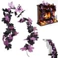 thumbnail image 2 of Purple Halloween Vine Garland, Battery Operated Lighted Black Twig Decor with Bat Accents, Spooky Artificial Vine for Mantel, Fireplace, Stair, Indoor & Outdoor Halloween Party Decoration, 2 of 7