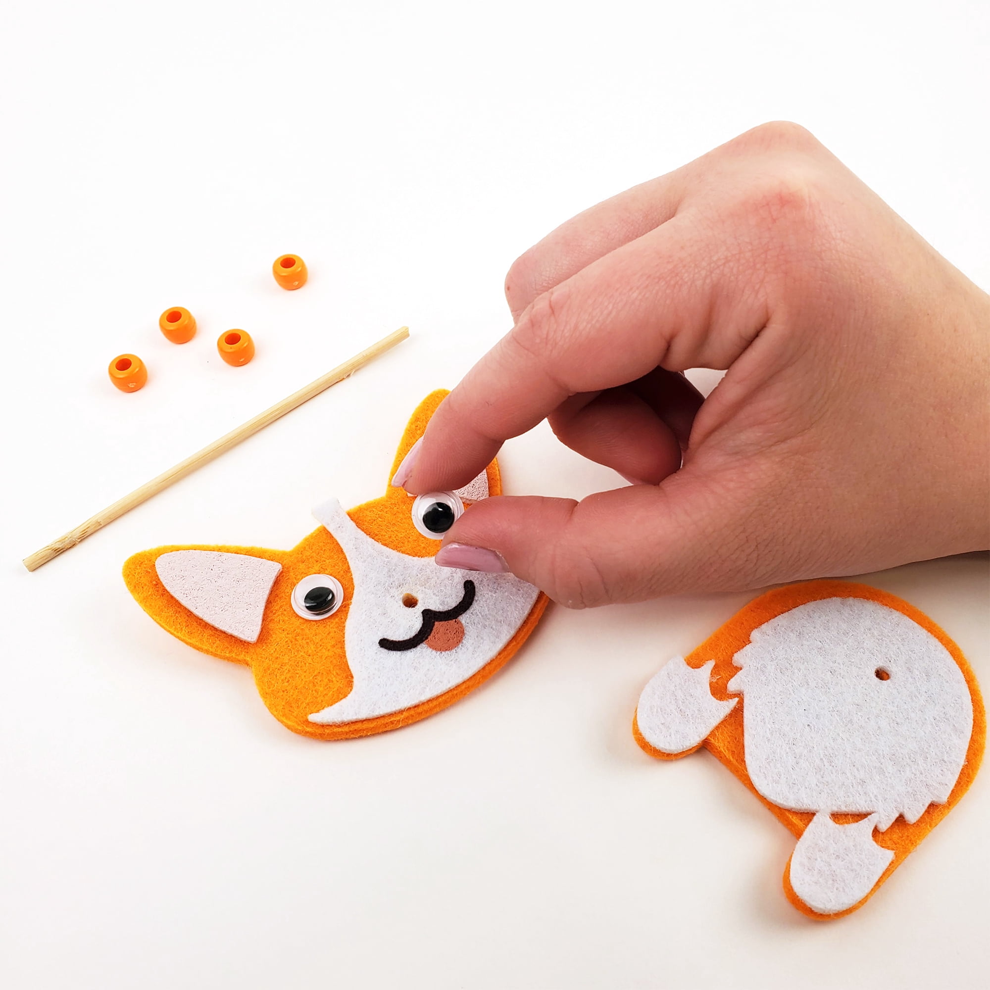(2 pack) Hello Hobby Felt Friend Create Your Own 3D Corgi Craft Kit for Children