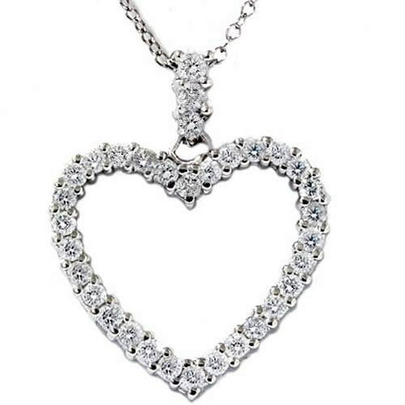Pompeii .75CT Real Diamond Heart Shape Pendant 14K White Gold (G/H,I1)