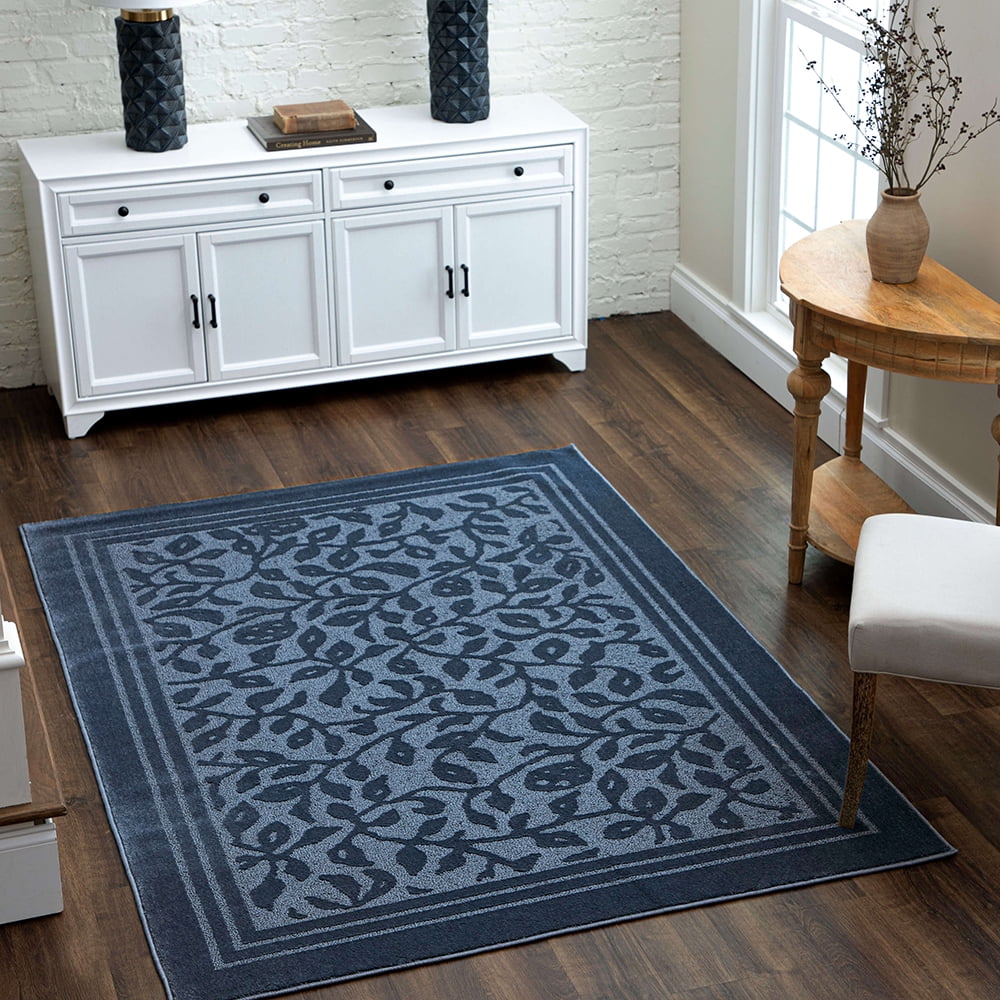 Mohawk Home Wisteria Floral Polyester Indoor Area Rug, Periwinkle, 5' x 7'