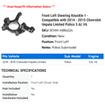 thumbnail image 2 of Front Left Steering Knuckle 1 - Compatible with 2014 - 2015 Chevrolet Impala Limited Police 3.6L V6 - Autopart Premium, 2 of 2