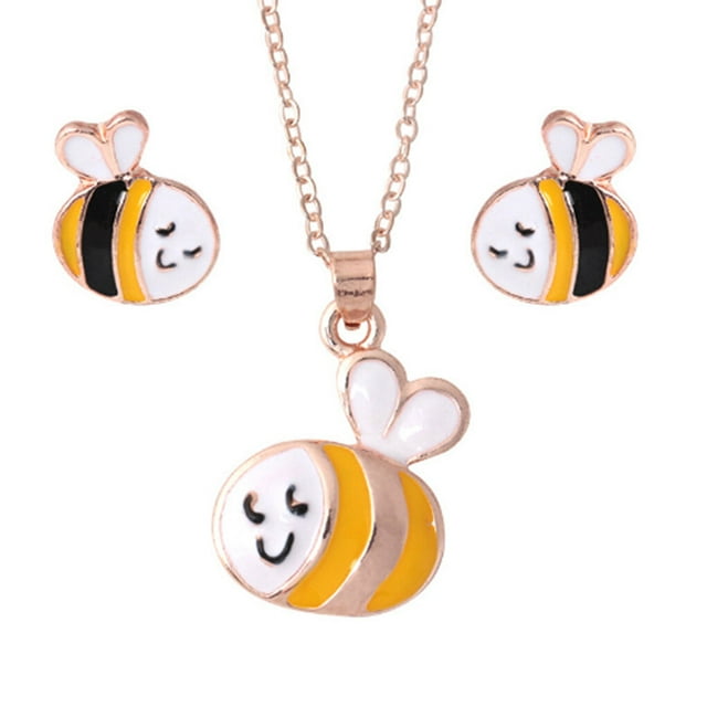Collier Design Animal Coloré pour Femmes et Filles Ensemble Boucles d'Oreilles Collier en Alliage Chaînes Clous d'Oreilles Bijoux Cadeaux