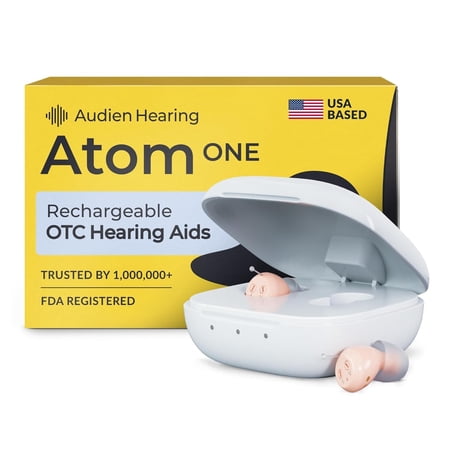 Audien Atom One over-the-counter (OTC) in-the-ear Rechargeable Hearing Aids, Universal Fit, 1 Pair