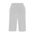 thumbnail image 5 of MIUOWANP Women's Summer Half Pants Woven Jacquard Striped Patchwork with Fake Buttons, Loose Imitation Cotton Linen Casual Shorts Size L(8)White, 5 of 6