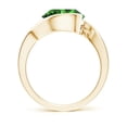 thumbnail image 2 of ANGARA Semi Solitaire Lab Grown 3.39 Ct Emerald Bypass Engagement Ring in 14K Yellow Gold for Women (Size-10mm) | May Birthstone, Anniversary, Jewelry Gift for Women | Lab Grown Emerald Ring, 2 of 8