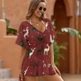 thumbnail image 3 of Christmas Deer Pattern on Red Women's Luxury Party Dress Evening Dresses Ladies Cover Ups, 3 of 6