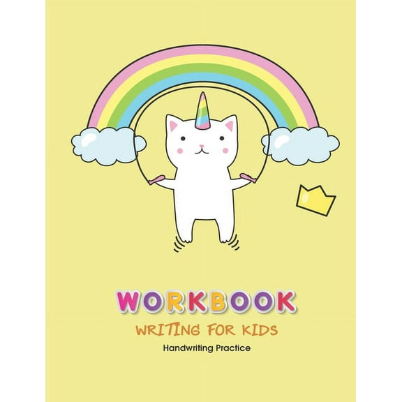 Workbook Writing for kids: Handwriting Practice Book For Kids Writing Page and Coloring Book: Numbers 1-10: For Preschool, Kindergarten, and Kids Ages 3 :8.5x11: 50 pages: Unicorn Yellow Pastel Cover
