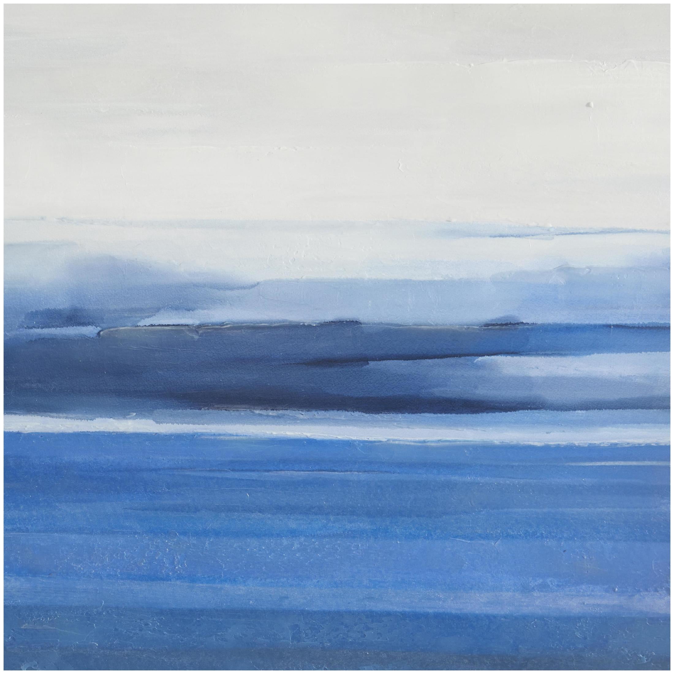 37" x 37" Abstract Ocean Inspired Landscape Framed Wall Art with Silver Frame, by DecMode