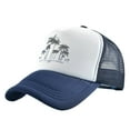 thumbnail image 1 of Men Baseball Hat Hollow Out Breathable Mesh Coconut Tree Print Long Brim Sunscreen Adjustable Baseball Sport Summer Trucker Hat Clothes Accessory, 1 of 10