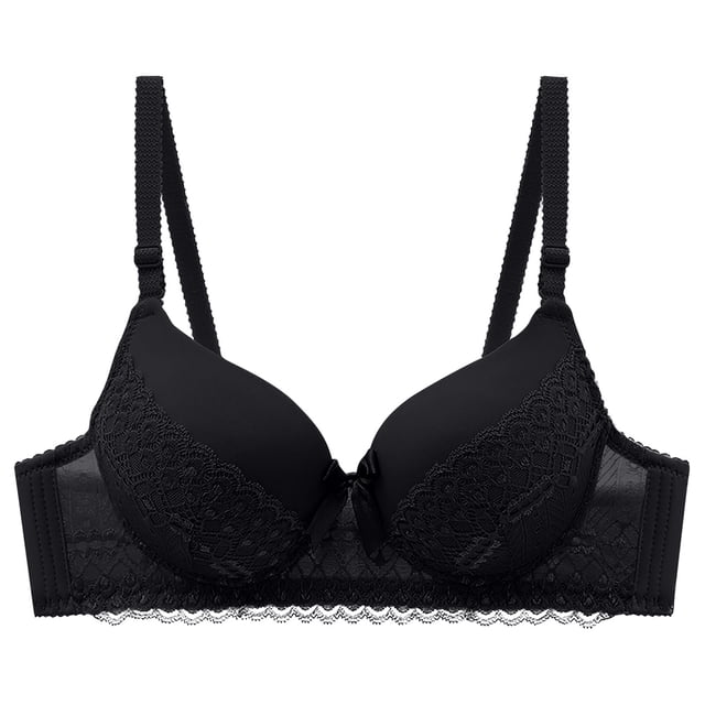 Karight Womens Wireless Push up Bras Full Coverage Plunge Lace Bralettes Adjustable Strap Breathable Comfortable Everyday Bra