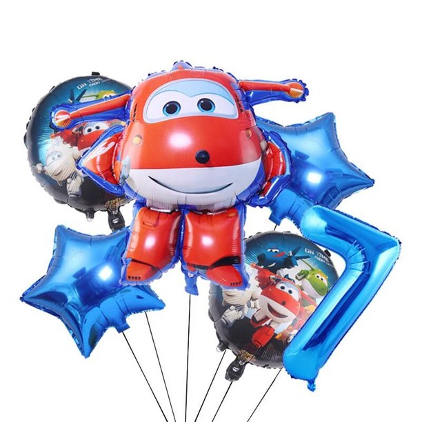 Superalas decoración de fiesta de cumpleaños para niño, plato desechable, película de aluminio Jett, globo, avión Jet de dibujos animados, suministros de baño para bebé
