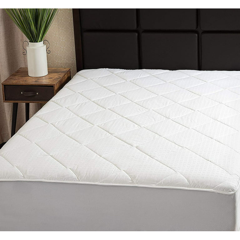 Full Mattress Pad Cover Fitted - Full Bed Mattress Cover Size 54x75 inches  Stretches to 16 Deep Pocket- Fitted Quilted Sheet for Full Mattress, White