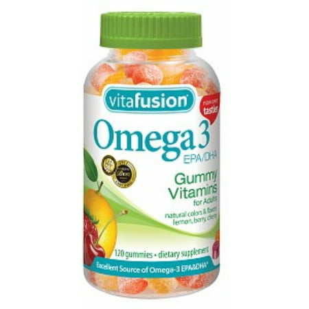 Vitafusion Omega 3 EPA/DHA Gummy Vitamins for Adults Dietary Supplement Lemon, Berry & Cherry Flavors 120 (Best Omega 3 Supplement For Adhd)