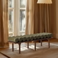 thumbnail image 2 of Meridian Furniture Landon Olive Green Vegan Leather Bench, 2 of 17