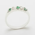 thumbnail image 2 of LBG British Made 18k White Gold Natural Emerald & Cultured Pearl Womens Eternity Ring - 33 size options - Sizes 4 to 12 Available, 2 of 6