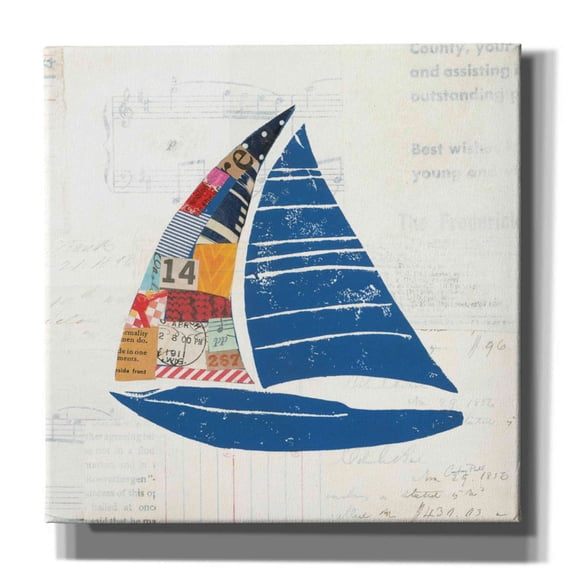 Epic Graffiti 'Nautical Collage IV on Newsprint' by Courtney Prahl, Canvas Wall Art, 12"x12"