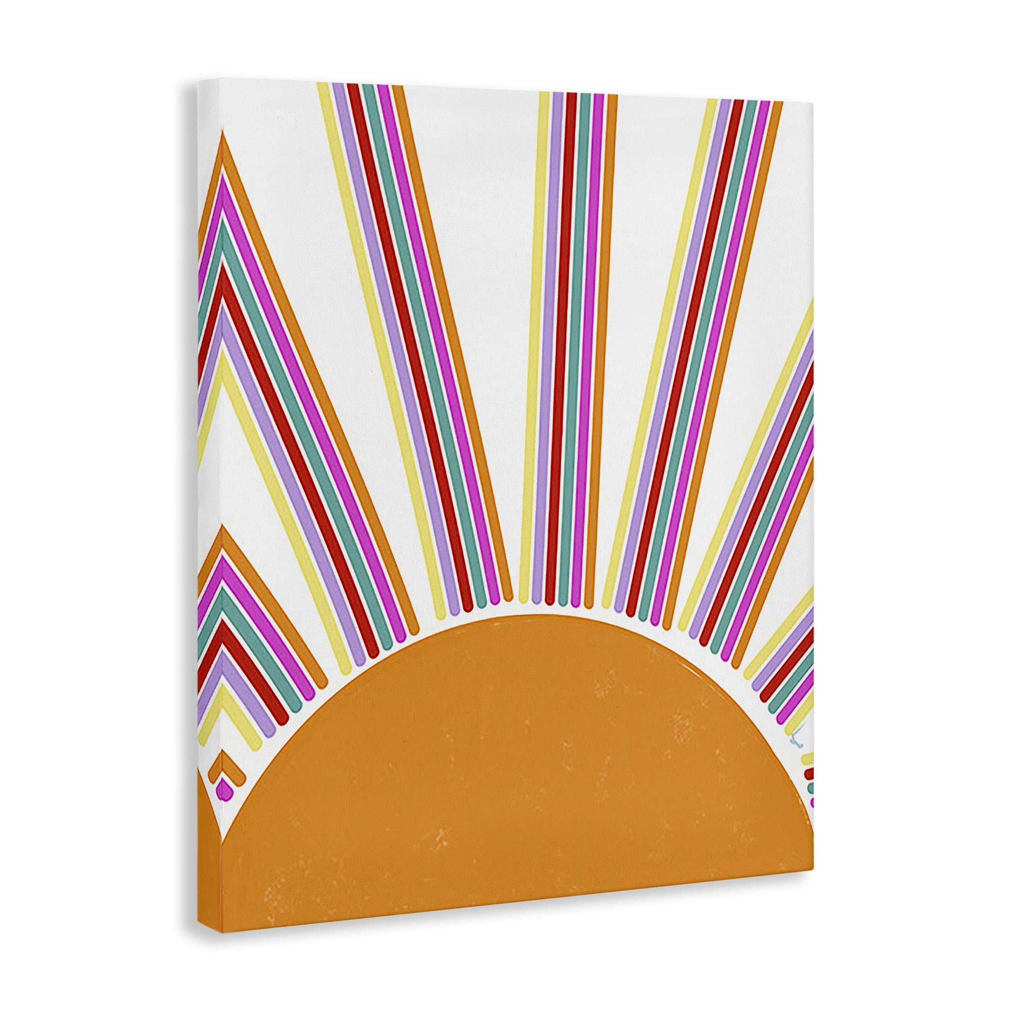 Stupell Industries Retro Striped Sun Rays Landscape & Nature Painting Wrapped Canvas Art Print Wall Art, 30 x 40