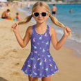 thumbnail image 3 of Tutolipy Pastel Easter Bunny Dinosaur Print Sleeveless Swim Dress for Girls, Cross Shoulder Strap Design Girls One Piece Swimsuits for Beach Pool Party Size 3-4 Years, 3 of 8