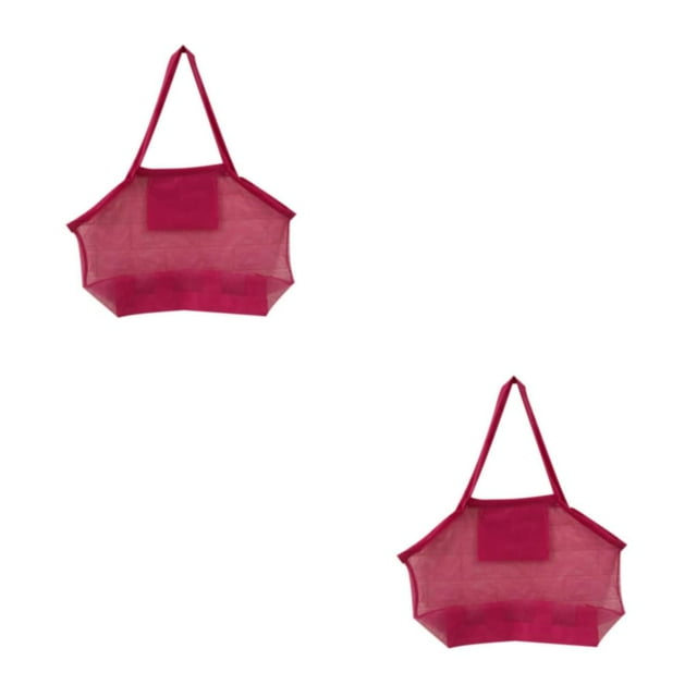 maskred Versatile Beach Toys Bag Durable Mesh Tote for Poolside Adventures Rose Red Large 2Set