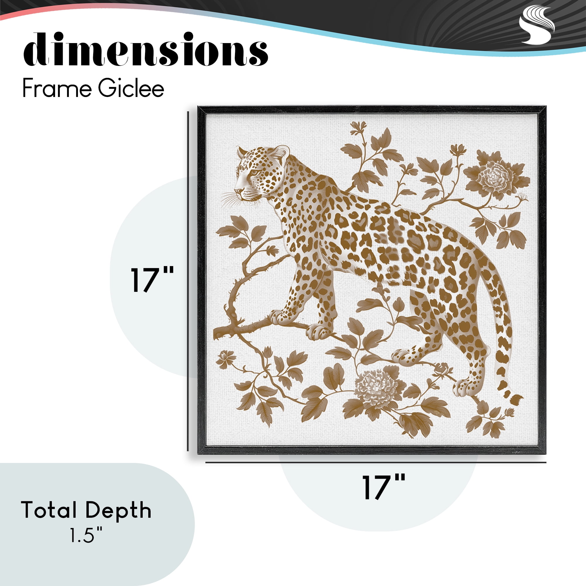 Earthy Details Vintage Leopard Black Framed Giclee Art, design by Lettered and Lined