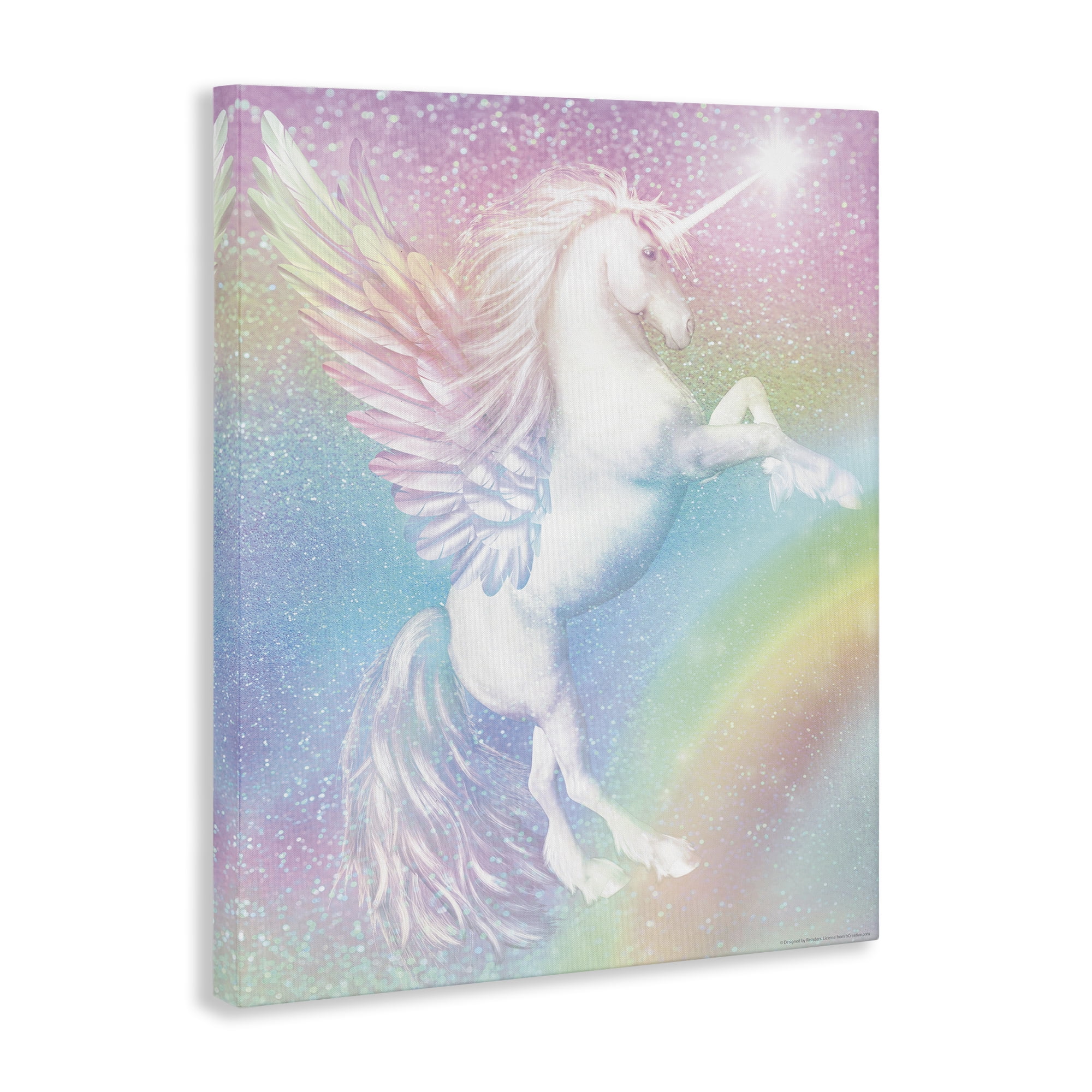 Stupell Industries Pastel Glitz Unicorn Fantasy & Sci-Fi Painting Wrapped Canvas Art Print Wall Art, 16 x 20