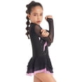 thumbnail image 2 of Alvivi Kids Girls Long Sleeve Figure Ice Skating Dress Gym Leotard Ballet Tutu Dancewear, 2 of 7