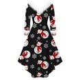 thumbnail image 3 of DPTALR Femmes Robe à Manches Longues Noël Imprimé Fourrure V-Cou Tirer vers l'Arrière Robe de Balançoire, 3 of 3