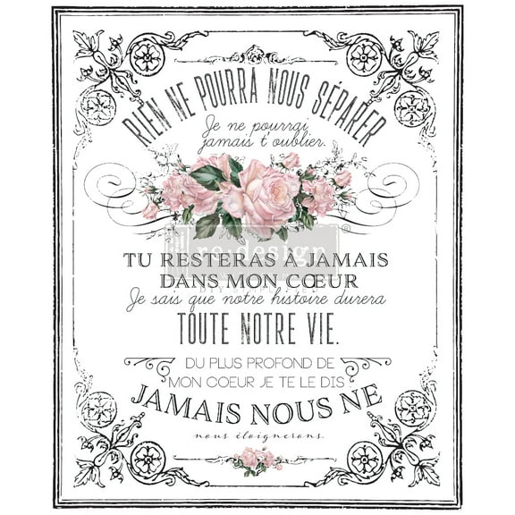 Redesign With Prima Redesign Decor Transfers - My Heart - Total Sheet Size 24"x35", Cut Into 3 Sheets Upc 655350647650