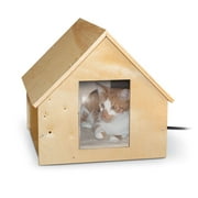 K&H Pet Products Birchwood Manor Thermo-Kitty Home, Heated, Natural Wood
