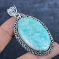 thumbnail image 2 of Natural Amazonite Gemstone 925 Sterling Silver Jewelry Pendant 2.76", 2 of 2