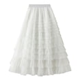 thumbnail image 6 of Womens Long Tulle Skirt A Line Ruffle Tiered Layered Skirts High Waisted Flowy Fairy Tutu Maxi Skirts, 6 of 7