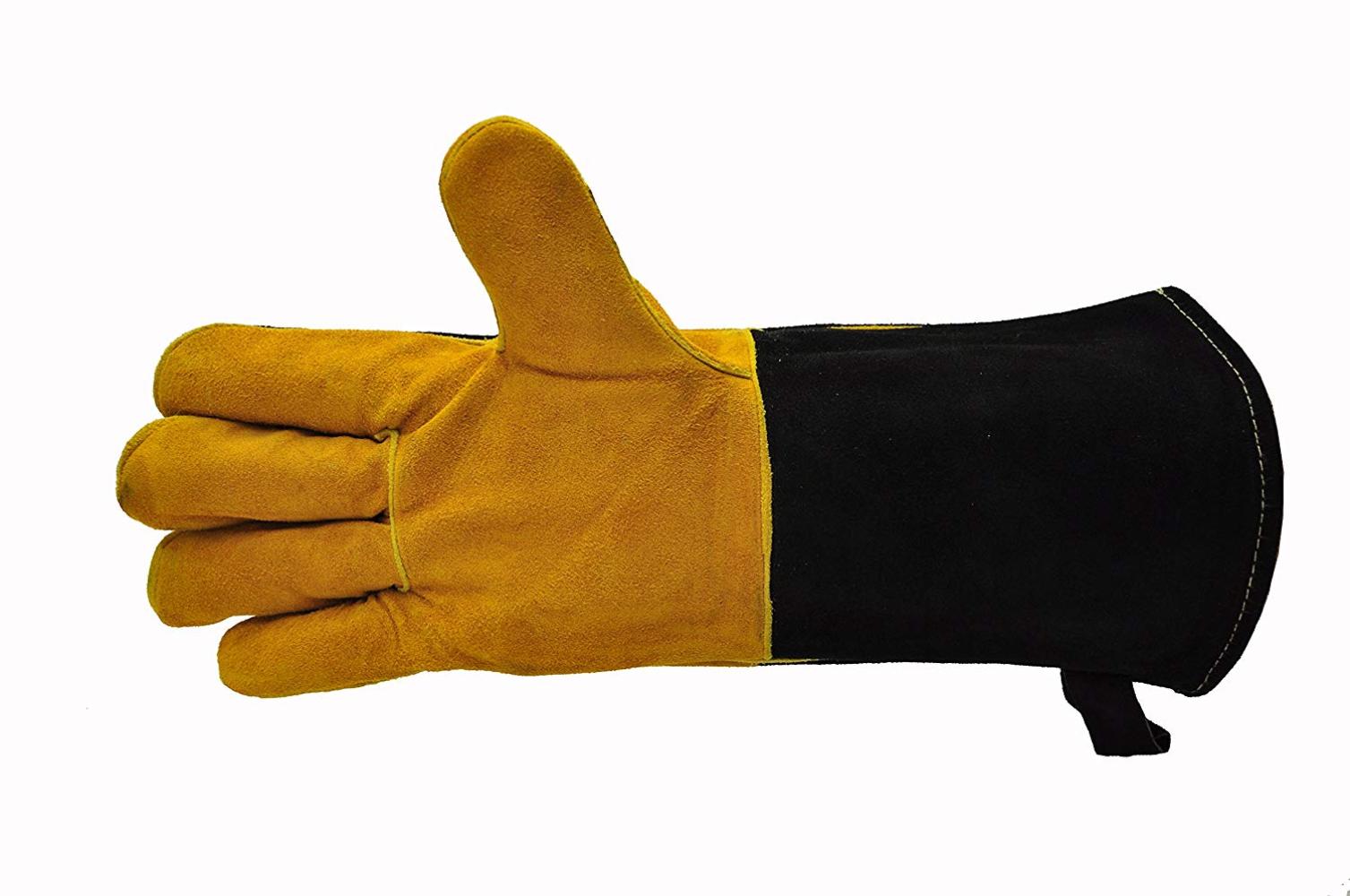 14.5" Long Premium Leather Gloves, BBQ gloves, Grill and Fireplace