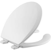 Open Front Durable Wood Toilet Seat, Secure Hinges Stay Tight, Made in USA, Round, White