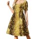 thumbnail image 1 of Imagen de vestido con estampado de bola de discoteca retro con purpurina en amarillo dorado, vestidos largos de lujo para mujer, 1 of 7